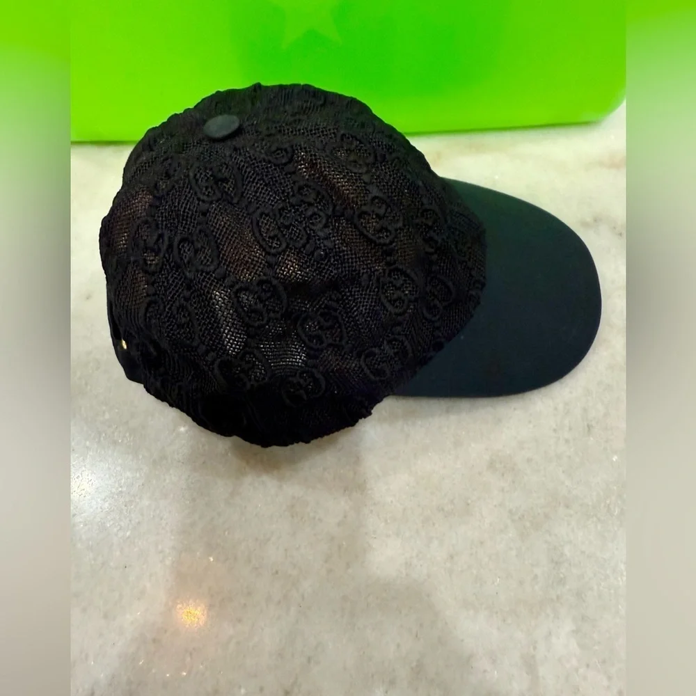 Gucci Black Lace Mesh Baseball Hat Size XL